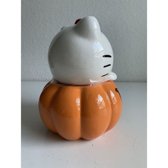 Hello Kitty Halloween Large Jack-o-Lantern Pumpkin Ceramic Cookie Jar NEW - Picture 7 of 10